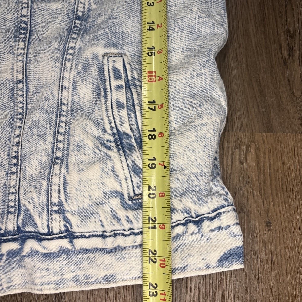 Gap Denim Jacket Women's Medium Blue Acid Wash Jean Sherpa Lined Trucker Retro - Picture 11 of 12